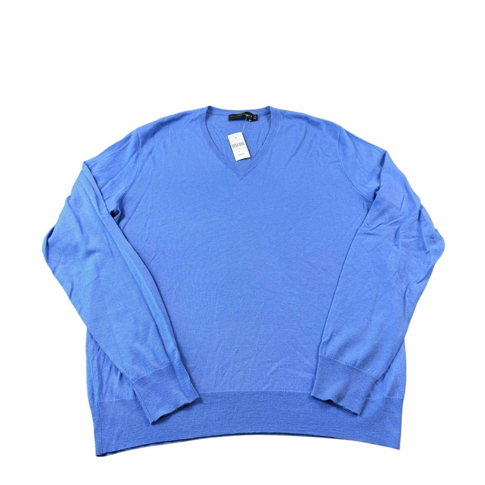 Ralph Lauren Black Label Blue Pure Cashmere V Neck Men's Sweater Size Xl Nwt